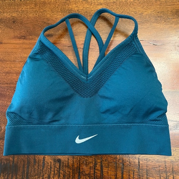Nike Dri-FIT V-Neck Sports Bra – Size Small – Teal Blue - Picture 1 of 3